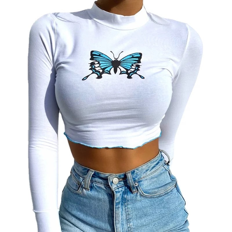 ‘Giving Me Butterflies’ Long Sleeve Crop