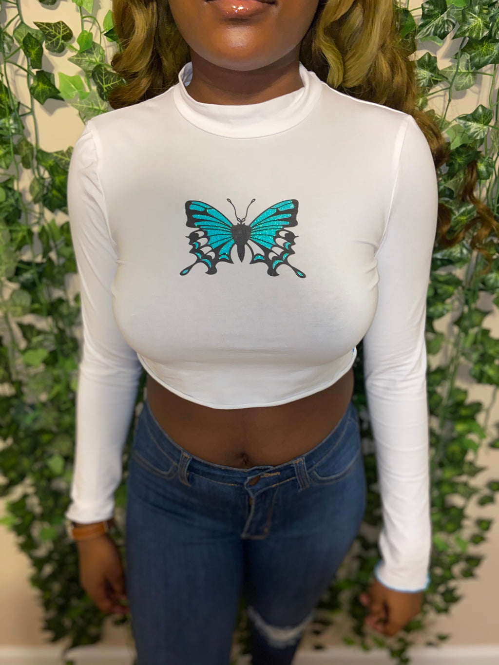 ‘Giving Me Butterflies’ Long Sleeve Crop