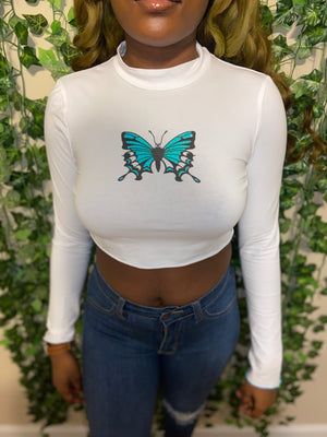 ‘Giving Me Butterflies’ Long Sleeve Crop