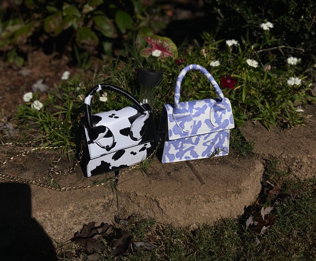 Cow print mini purses