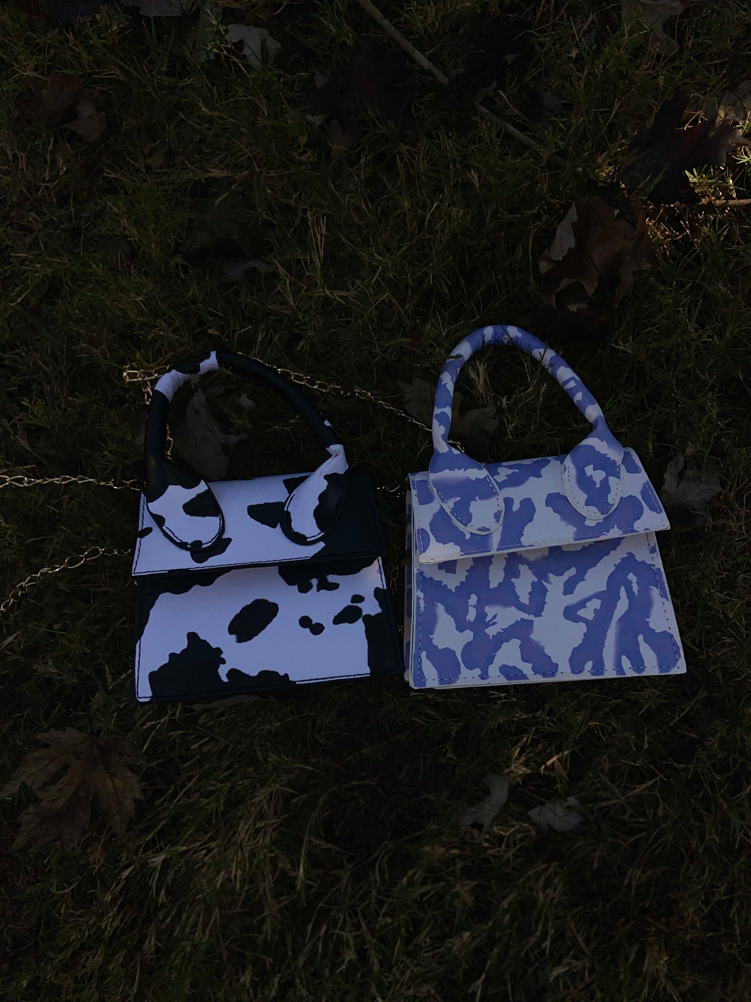 Cow print mini purses